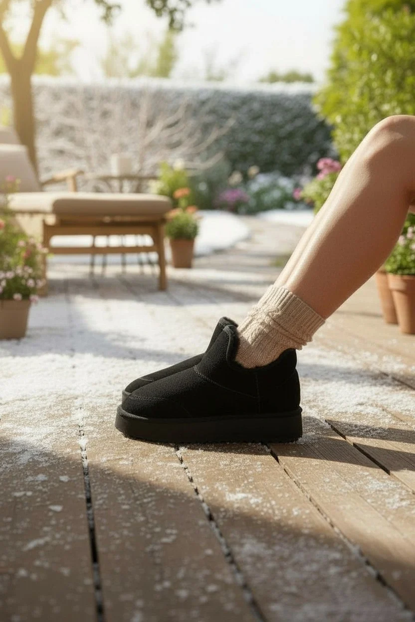 Lusso Kalın Taban Kışlık İçi Kürklü Kadın Bot - Siyah