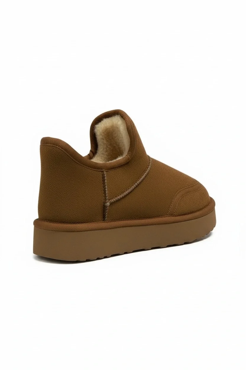 Lusso Kalın Taban Kışlık İçi Kürklü Kadın Bot - Taba