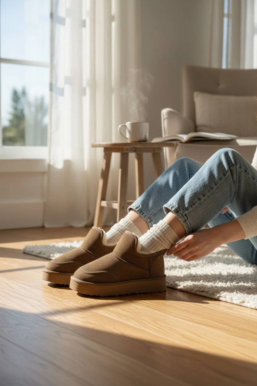 Lusso Kalın Taban Kışlık İçi Kürklü Kadın Bot - Vizon