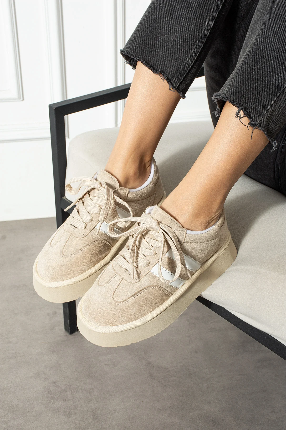 Monte Kadın Sneaker Premium Tasarım - Bej