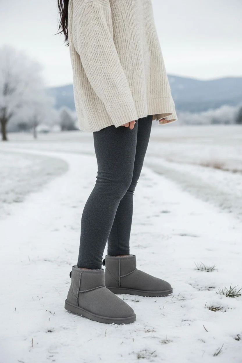 Ultra Mini Classic Süet Tüylü Kadın Bot - Gri