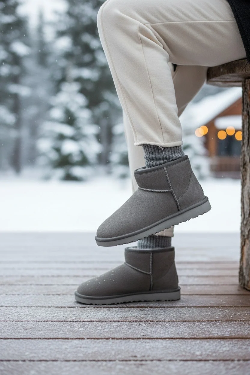 Ultra Mini Classic Süet Tüylü Kadın Bot - Gri