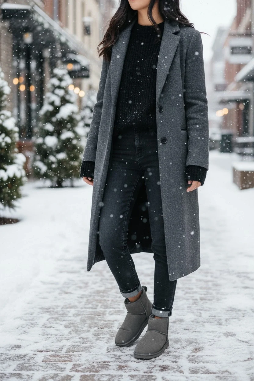 Ultra Mini Classic Süet Tüylü Kadın Bot - Gri