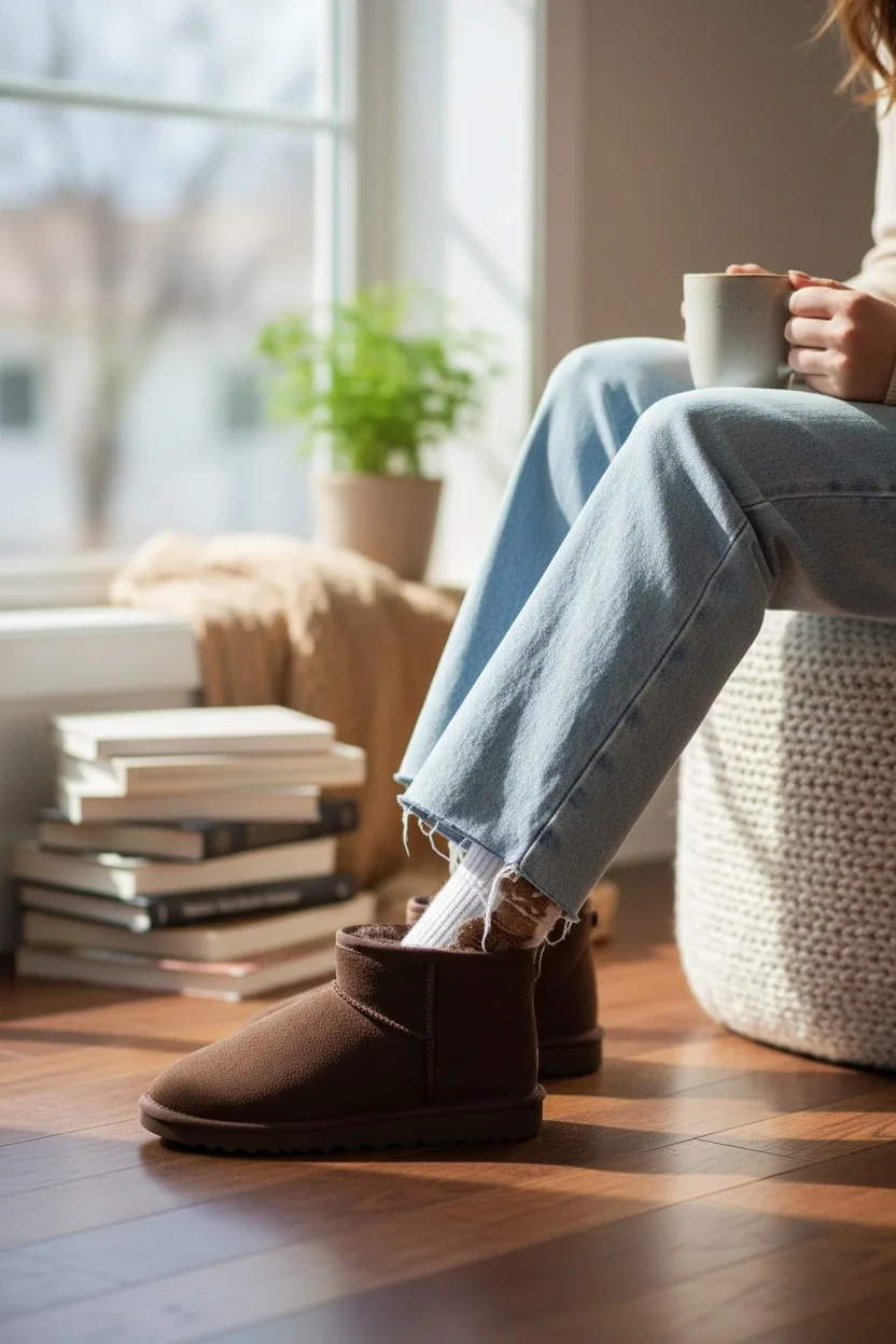 Ultra Mini Classic Süet Tüylü Kadın Bot - Kahve