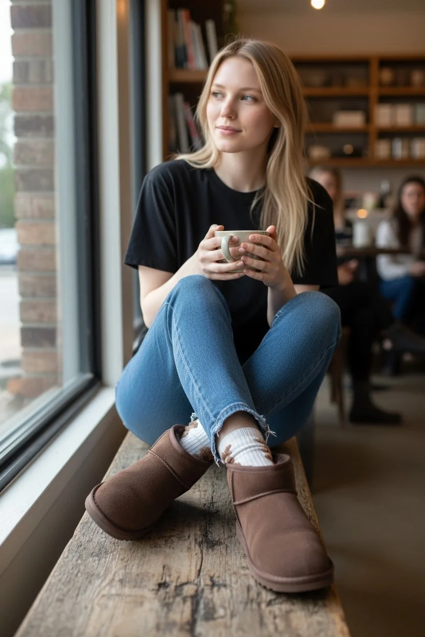 Ultra Mini Classic Süet Tüylü Kadın Bot - Kahve