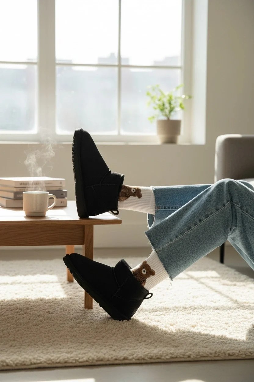 Ultra Mini Classic Süet Tüylü Kadın Bot - Siyah