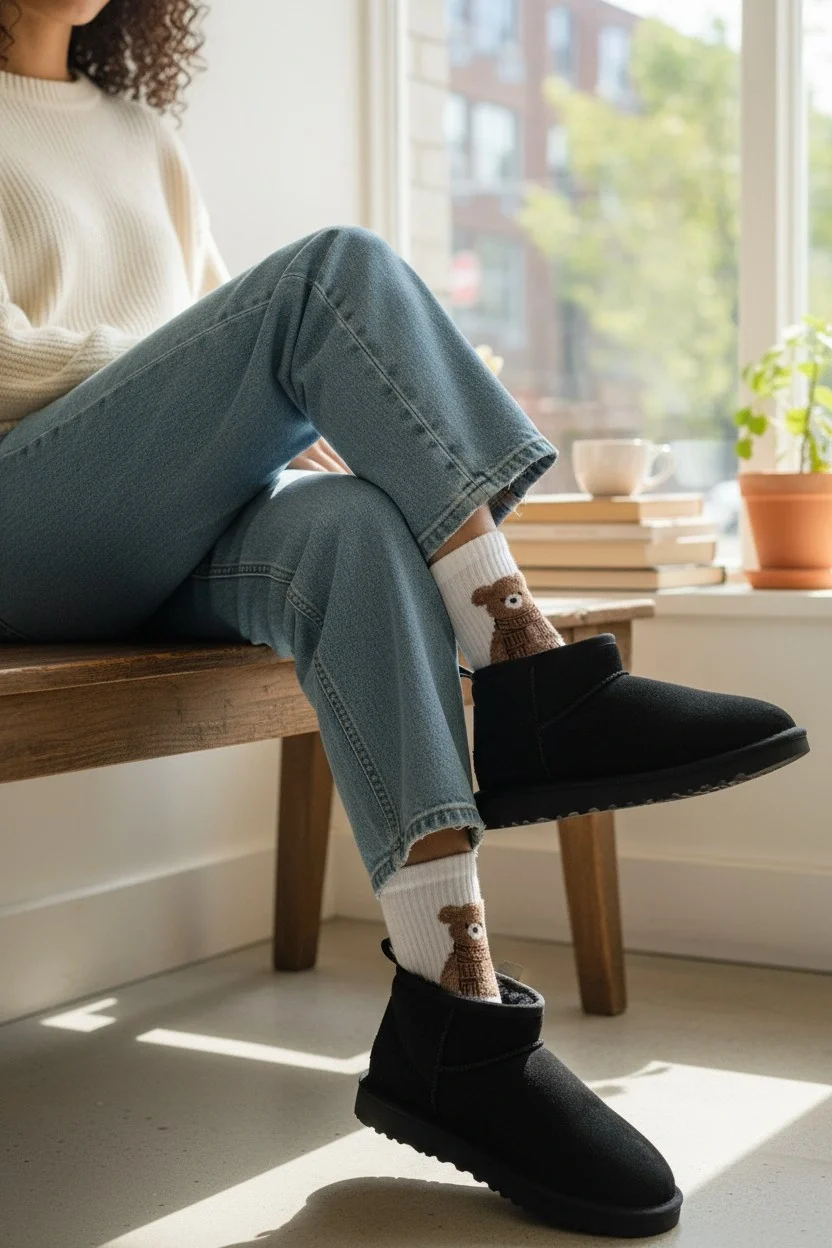 Ultra Mini Classic Süet Tüylü Kadın Bot - Siyah