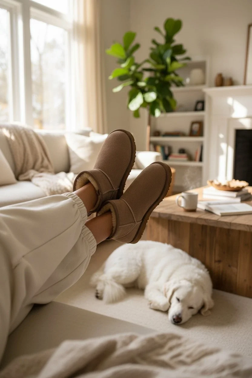 Ultra Mini Classic Süet Tüylü Kadın Bot - Vizon