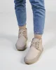 Bağcıklı Kışlık Süet İçi Kürklü Kadın Bot - Bej