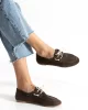 Casual Chic Koyu Kahve Kadın Düz Taban Babet Ayakkabı
