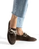 Casual Chic Koyu Kahve Kadın Düz Taban Babet Ayakkabı