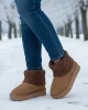 Kazaklı Süet Kalın Taban Kışlık İçi Kürklü Kadın Bot - Taba