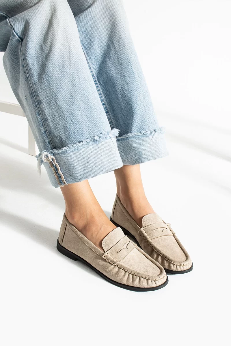Casual Chic Bej Kadın Bağcıksız Babet Ayakkabı