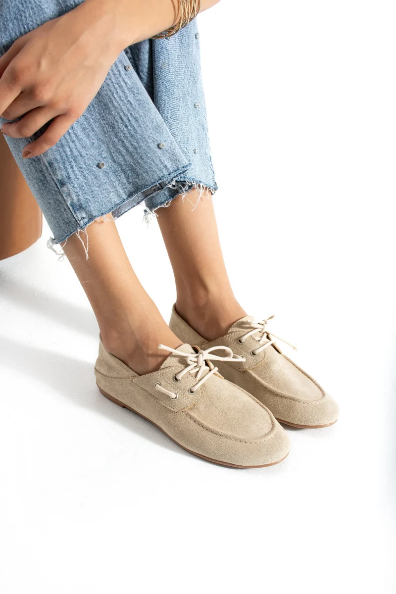 Casual Chic Bej Kadın Düz Taban Babet Ayakkabı