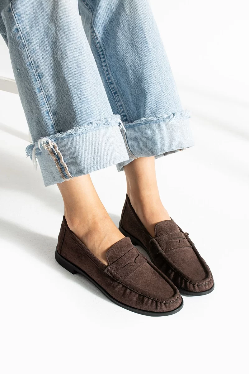 Casual Chic Kahve Kadın Bağcıksız Babet Ayakkabı