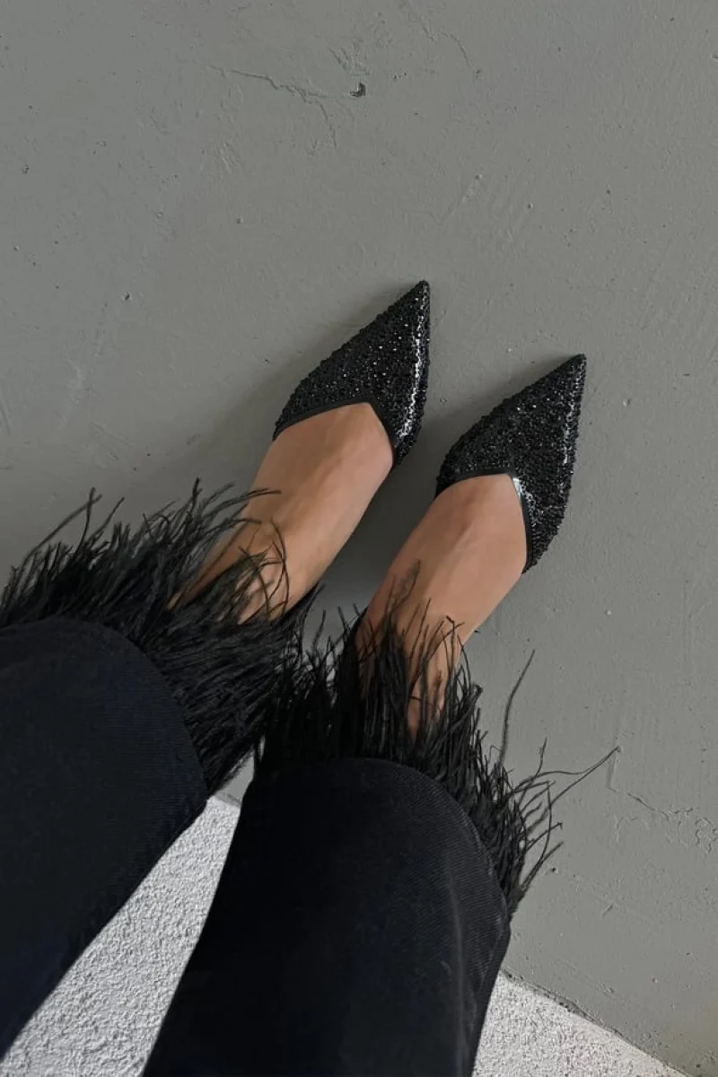 Jessi Taş Detaylı Şeffaf Kadın Topuklu Ayakkabı Siyah