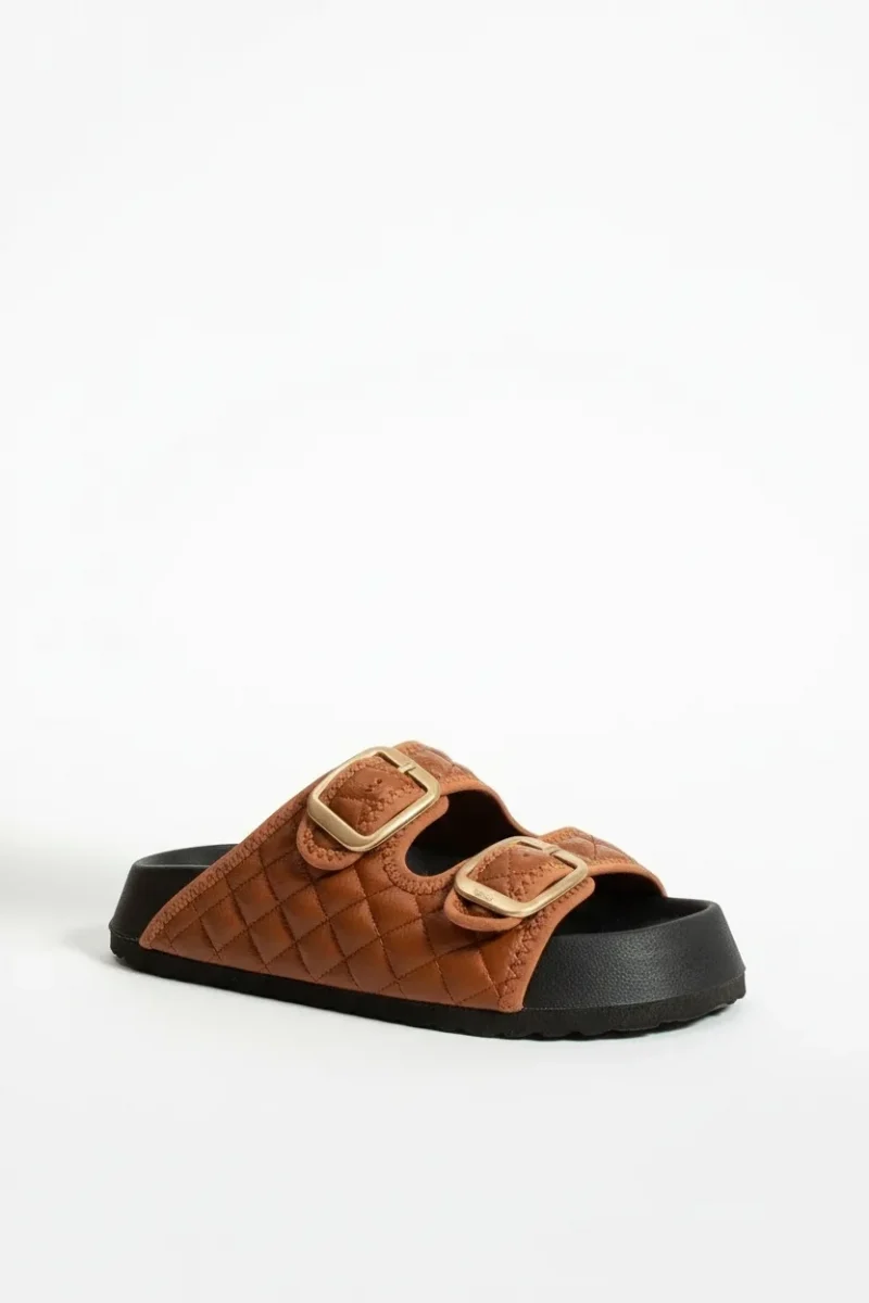 Kapitone Tokalı Ev Dış Mekan Kadın Terlik – Kahve