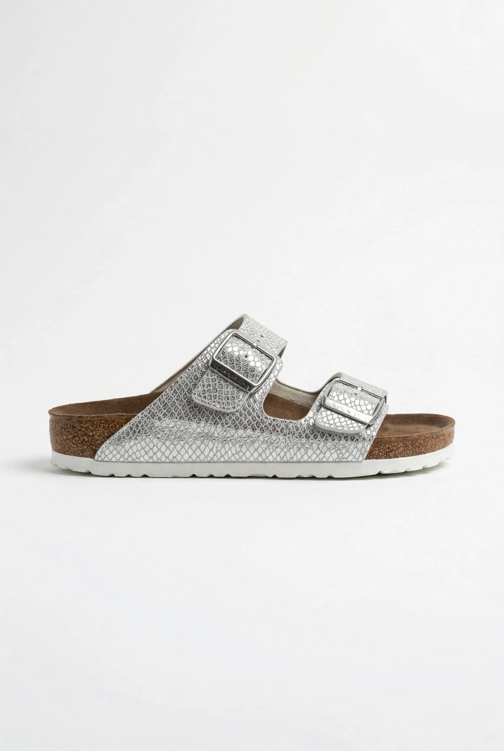 Luxe Kadın Terlik 2 Bantlı Anatomik Taban Rahat Şık Terlik - Gümüş