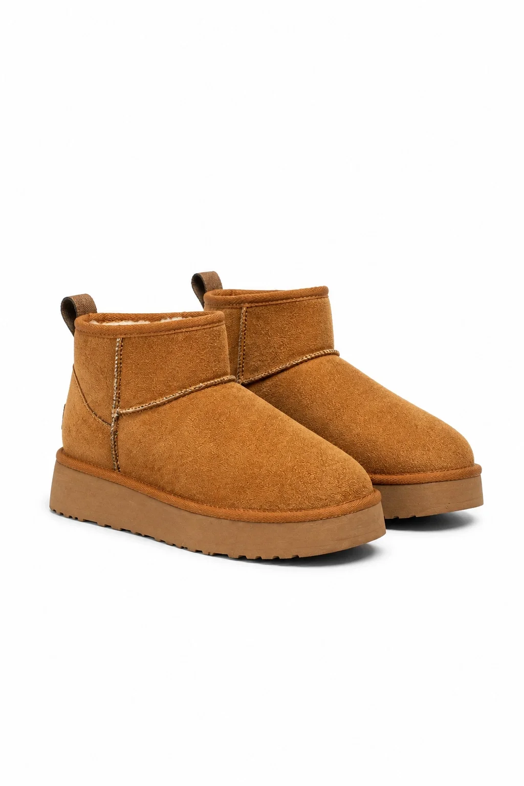 High Mini Classic Suede Fur-Lined Womens Boots - Tan