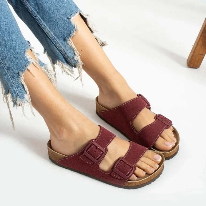 Terra Bordo Deri Tozu Günlük Terlik - Dikişli, Ortopedik, Konforlu