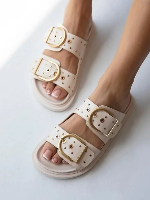 Forster Kadın Zımba Detay Terlik Bej