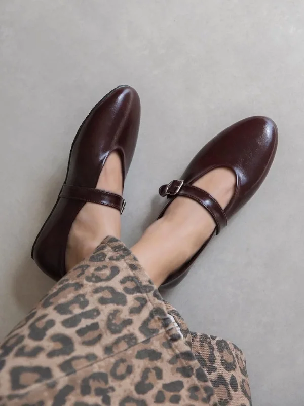 Jin Kadın Kırışık Deri Babet Bordo