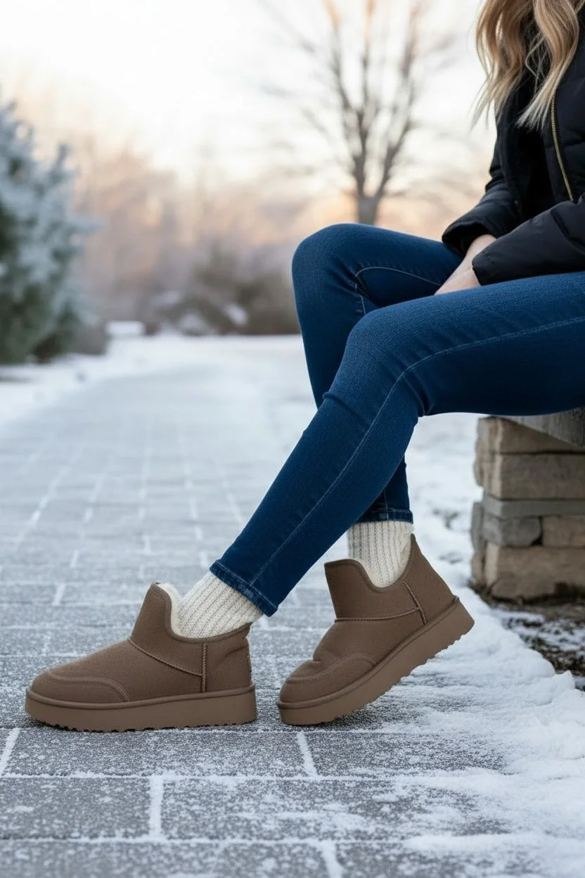 Lusso Kalın Taban Kışlık İçi Kürklü Kadın Bot - Vizon