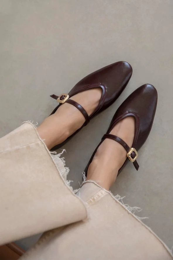 Tony Kadın Kırışık Deri Babet Bordo