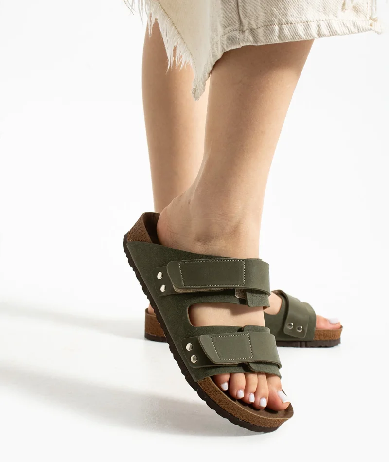 Duoflex Kadın Terlik Haki – Ultra Hafif Ortopedik Kaymaz Taban Günlük