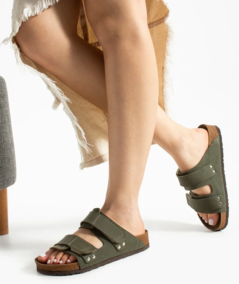 Duoflex Kadın Terlik Haki – Ultra Hafif Ortopedik Kaymaz Taban Günlük