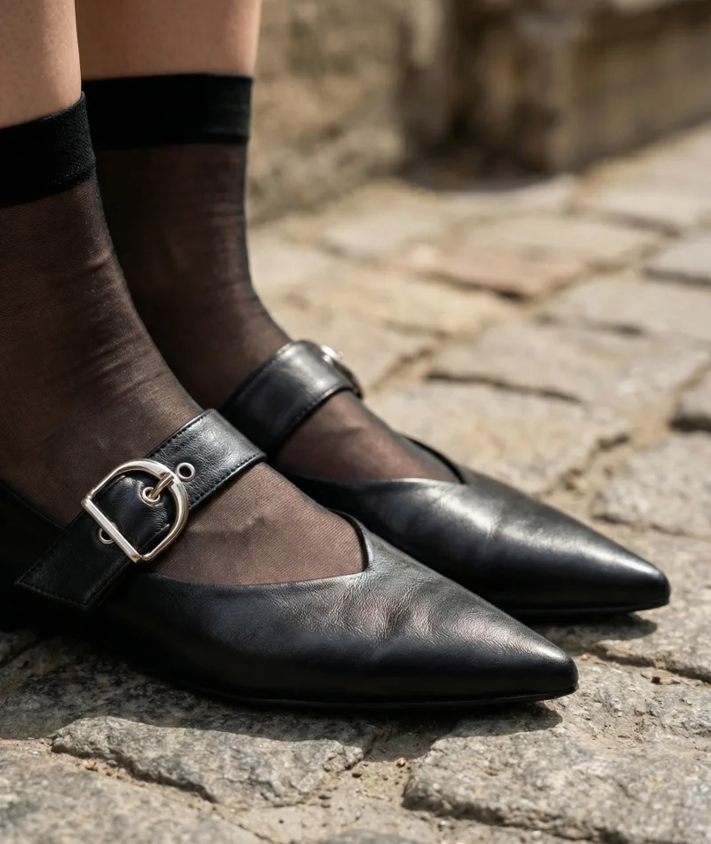 Brano Kadın Kemer Detay Deri Babet Siyah