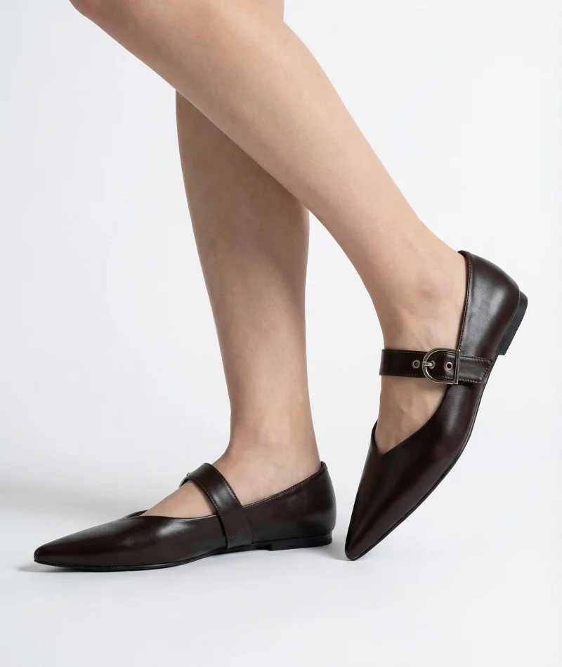 Brano Kadın Kemer Detay Deri Babet Kahve