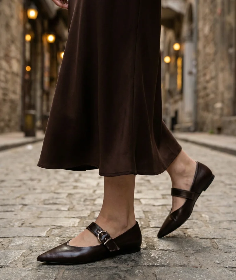 Brano Kadın Kemer Detay Deri Babet Kahve