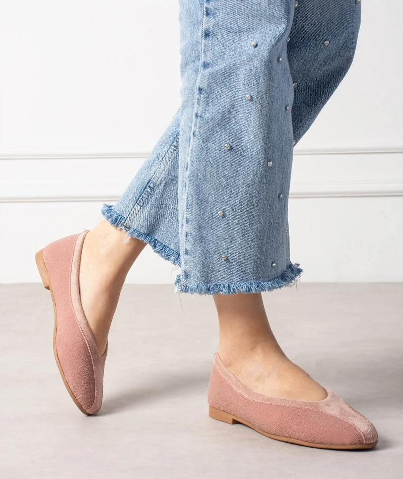 Roselle Süet Minimal Kadın Günlük Babet - Pudra