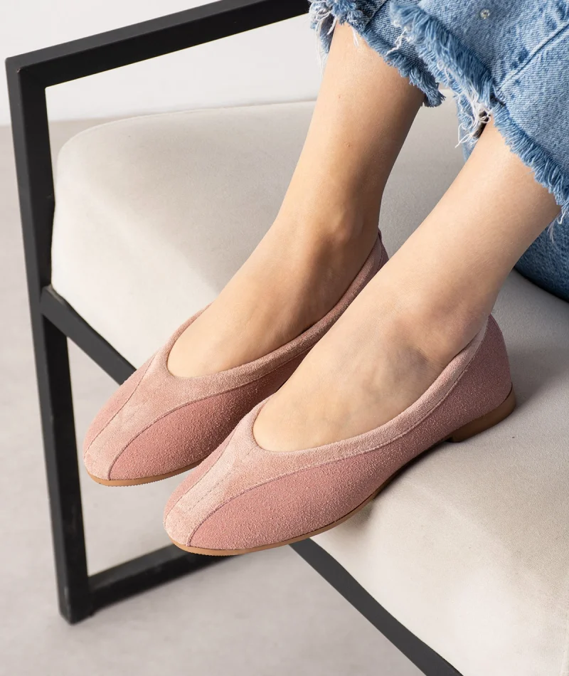 Roselle Süet Minimal Kadın Günlük Babet - Pudra