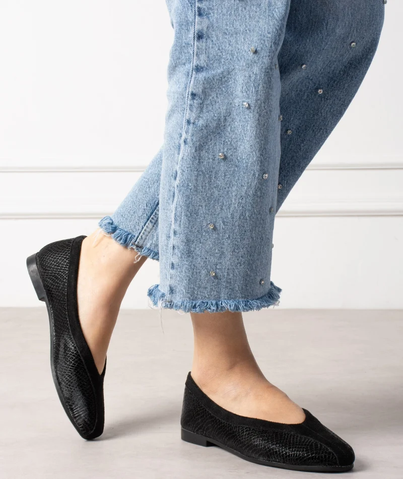 Roselle Süet Minimal Kadın Günlük Babet - Siyah