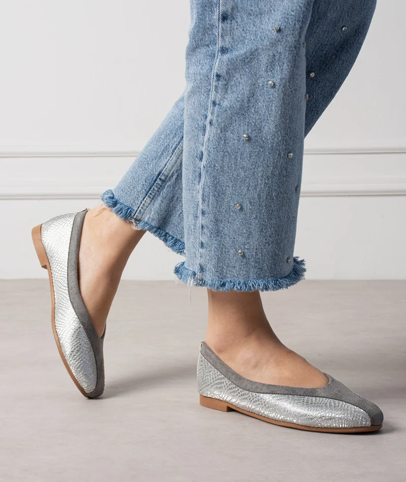 Roselle Süet Minimal Kadın Günlük Babet - Gümüş