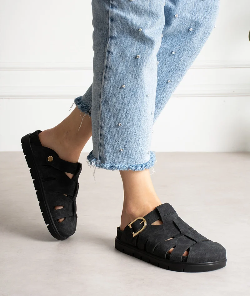 Arven Premium Spider Pattern Sandals - Black