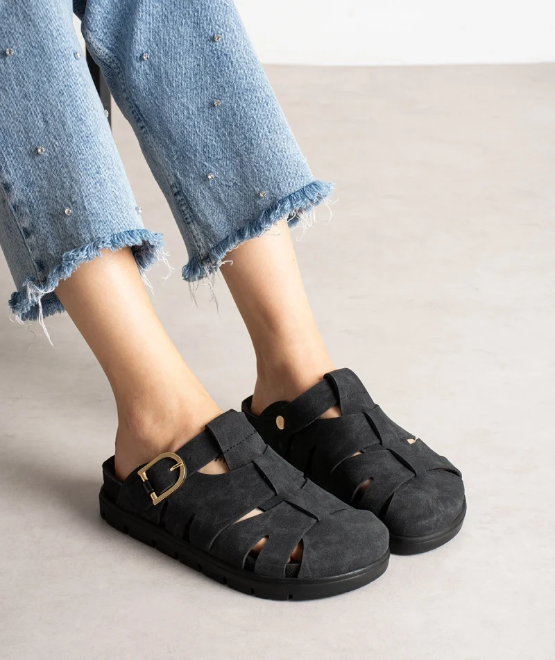 Arven Premium Spider Pattern Sandals - Black