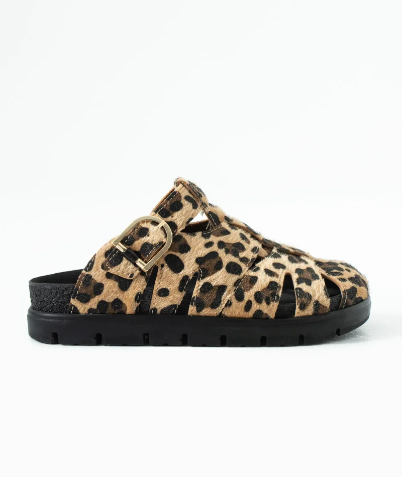 Arven Premium Örümcek Model Terlik - Leopar Kahve