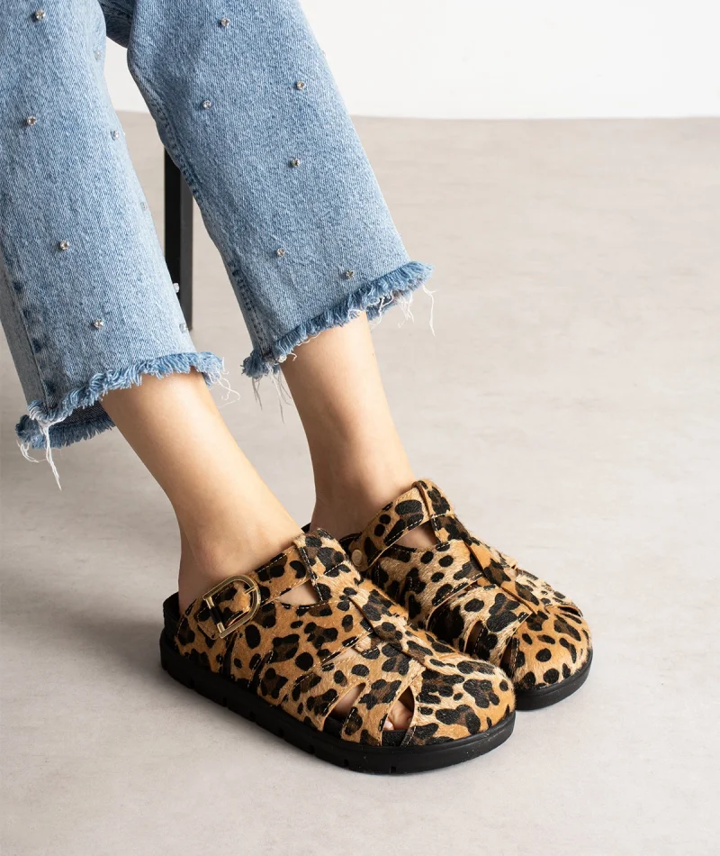 Arven Premium Örümcek Model Terlik - Leopar Kahve