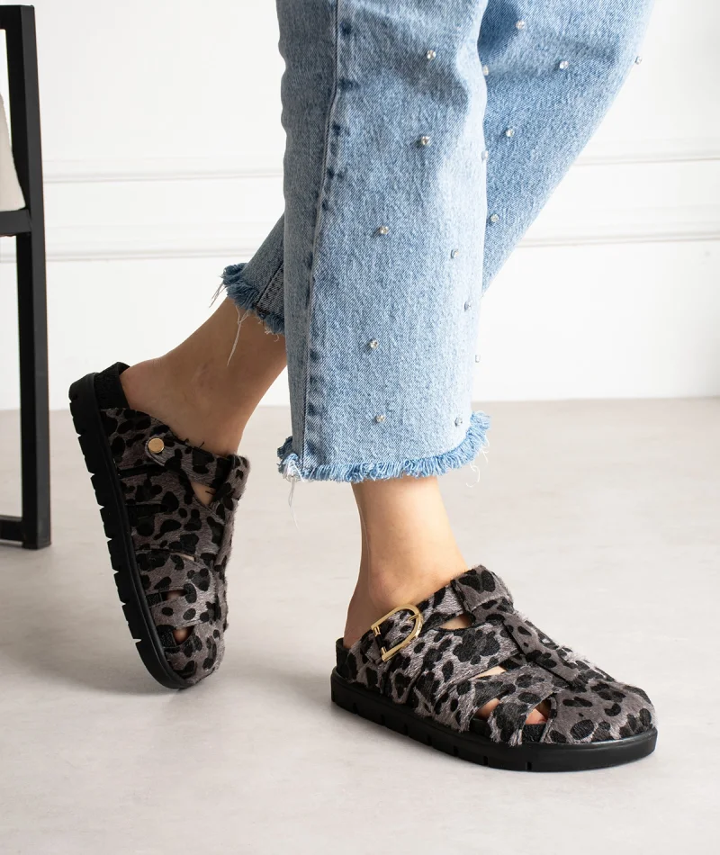 Arven Premium Spider Model Slippers - Leopard Gray