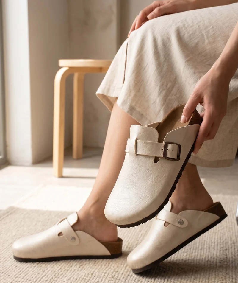 Boston Terlik Rahat Taban, Şehir Stili - Deri Krem