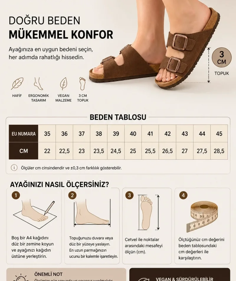 Çift Tokalı Fuga Comfort Unisex Terlik – Krem