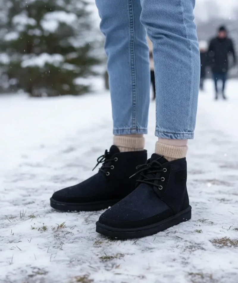 Bağcıklı Kışlık Süet İçi Kürklü Kadın Bot - Siyah