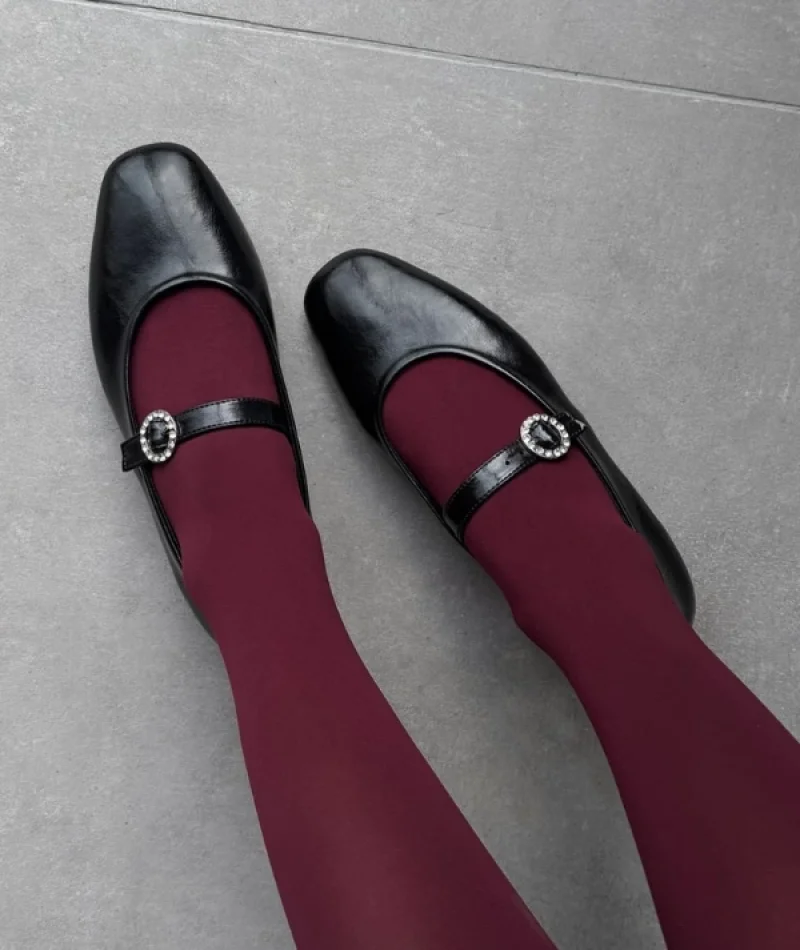 Burny Kadın Kemer Detay Deri Babet Siyah