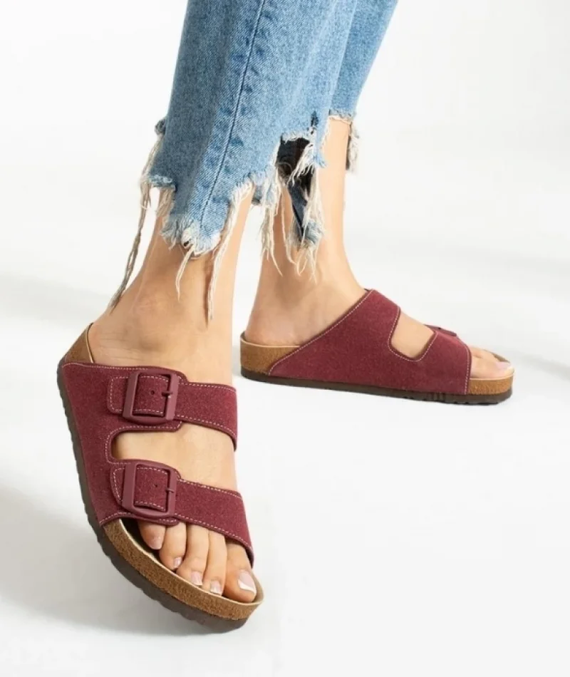 Terra Bordo Deri Tozu Günlük Terlik - Dikişli, Ortopedik, Konforlu