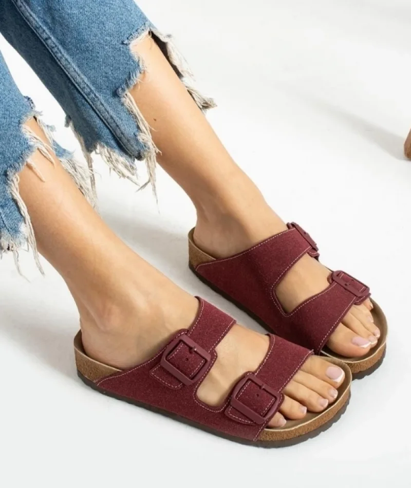 Terra Bordo Deri Tozu Günlük Terlik - Dikişli, Ortopedik, Konforlu