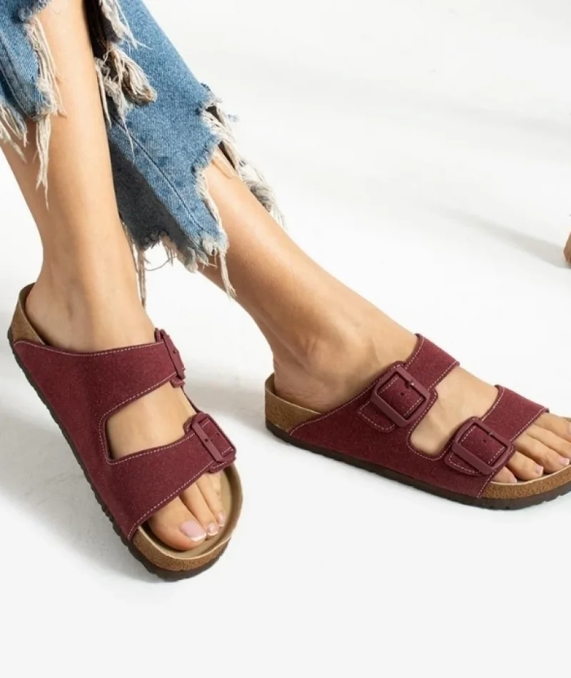 Terra Bordo Deri Tozu Günlük Terlik - Dikişli, Ortopedik, Konforlu