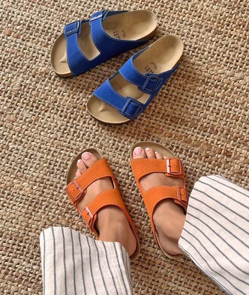 Terra Turuncu Deri Tozu Günlük Terlik - Dikişli, Ortopedik, Konforlu